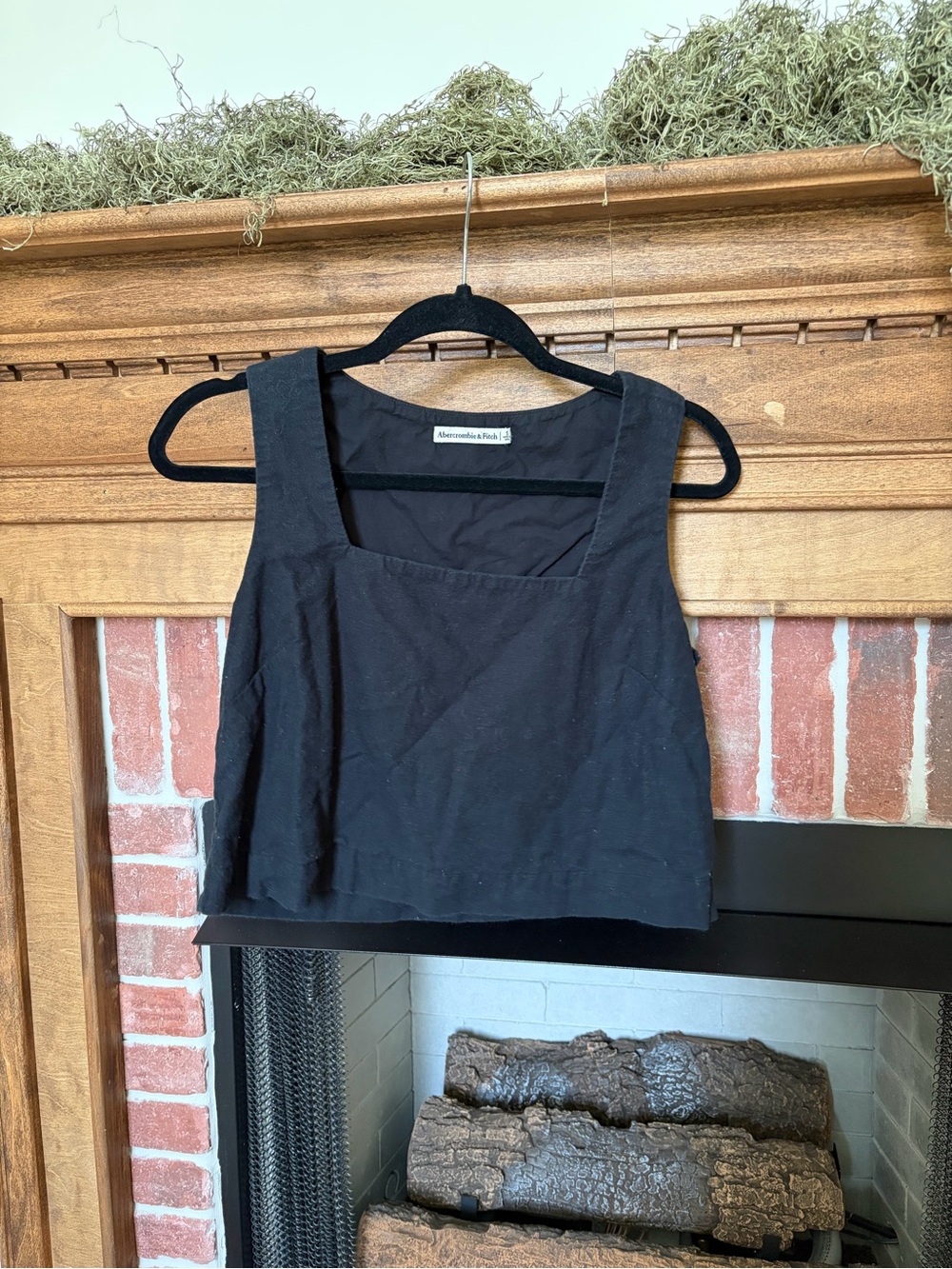 Abercrombie & Fitch Black Cropped Square-Neck Tank